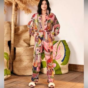 Farm Rio Mystic City Pajama Pants - size S Pink Multi